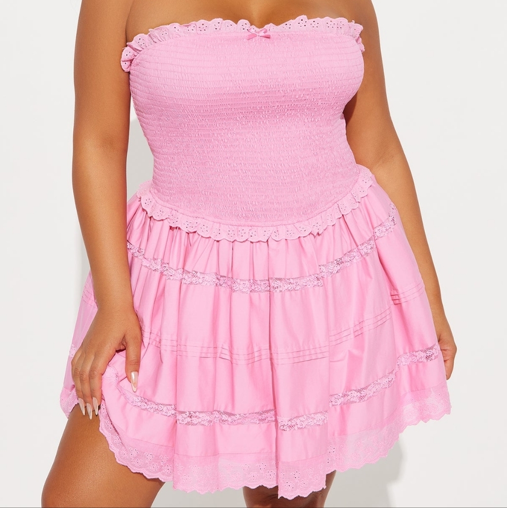 Fashion Nova Graciella Smocked Mini Dress - Pink - 1X